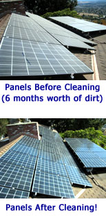 Solar Panels Before Cleaning, and After Cleaning